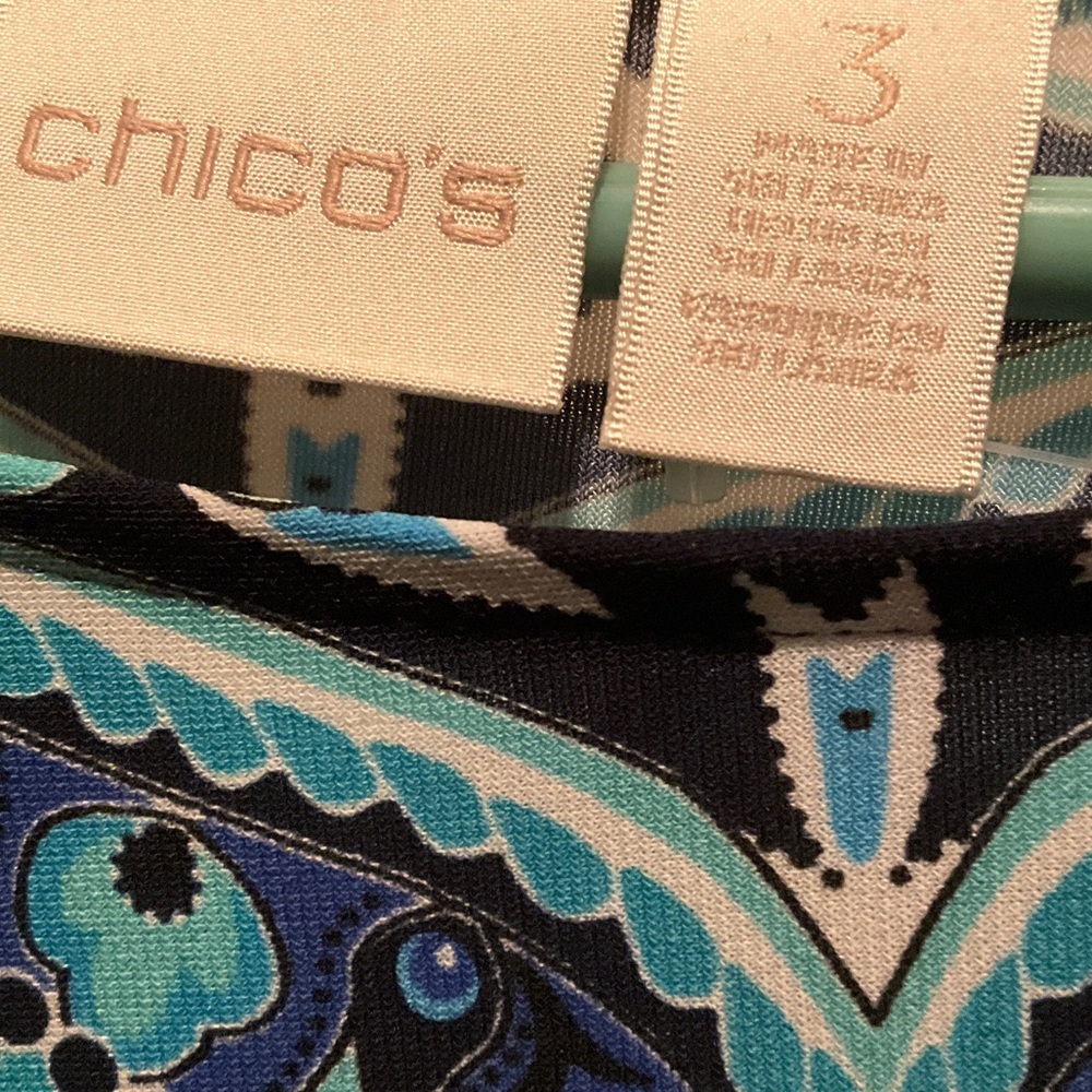 Chico's Blue and Black Long Sleeve Dress - Picture 2 of 4
